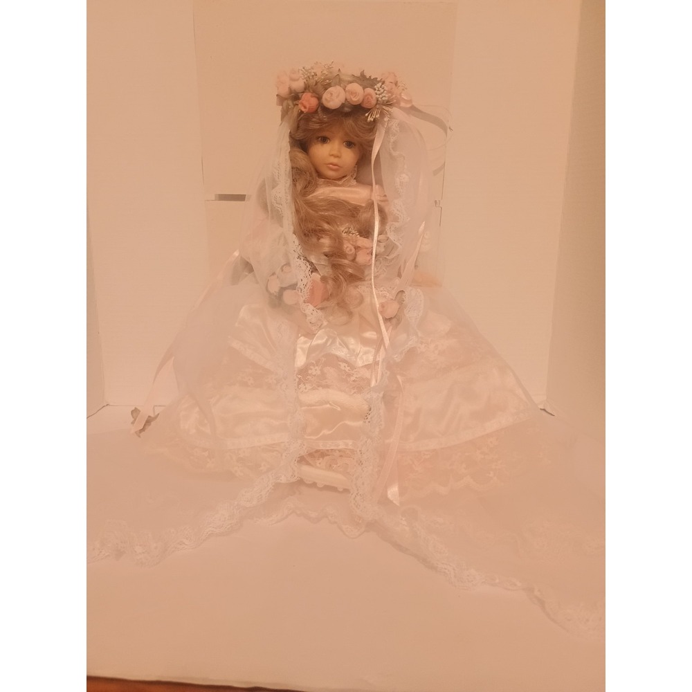 Beautiful Porcelain Bride Doll With Stand "Laura" Crafted With Pride In The USA